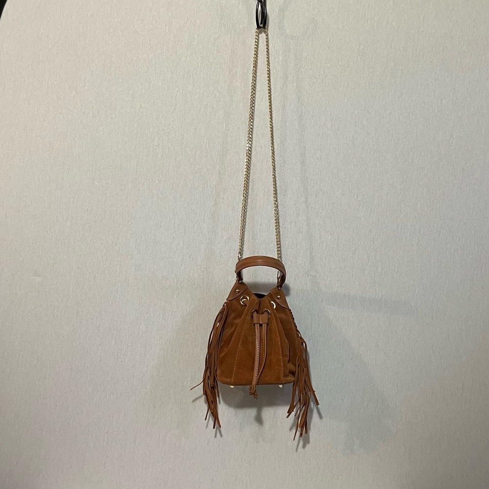 Anna Paola suede , genuine leather fringe bucket bag - Picture 13 of 13